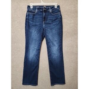 NYDJ Marilyn Straight Jeans Womens 12 Blue Dark Wash Lift Tuck Slimming Stretch
